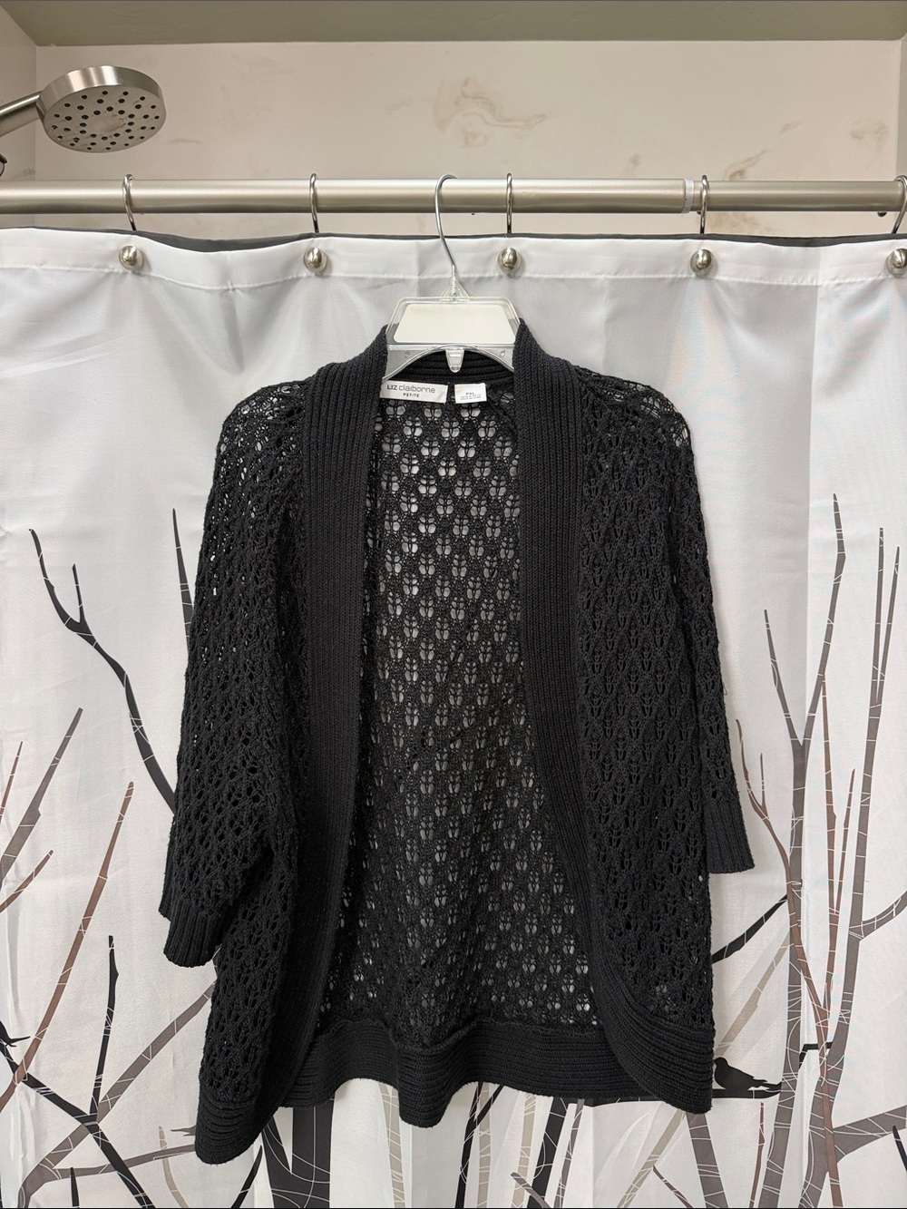 Liz Claiborne Black Open-Knit Cardigan